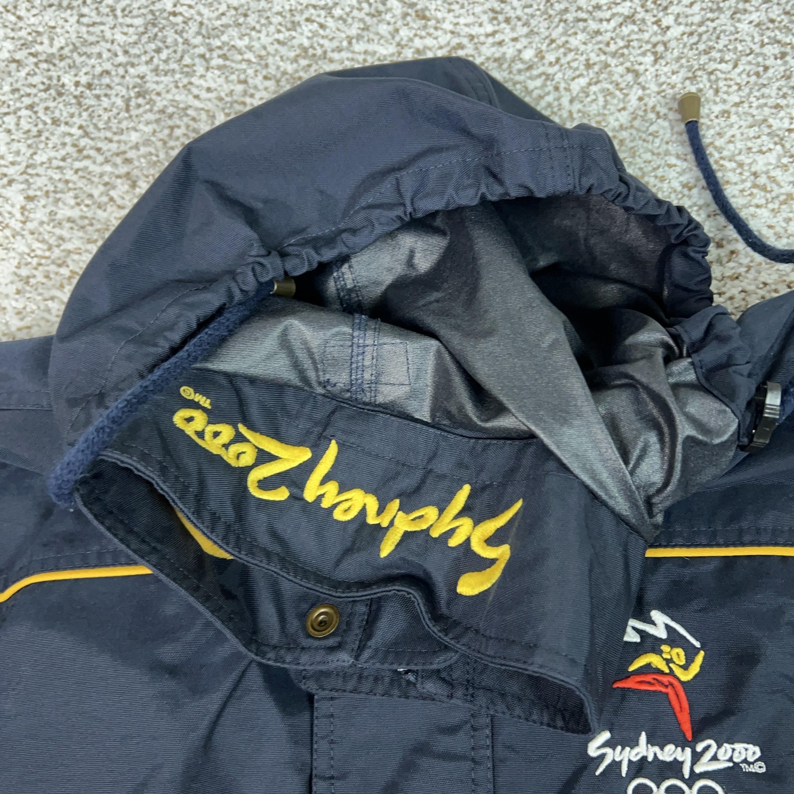 Vintage Line 7 Sydney 2000 Olympics Jacket Mens Large Blue Hooded Fleece Lined