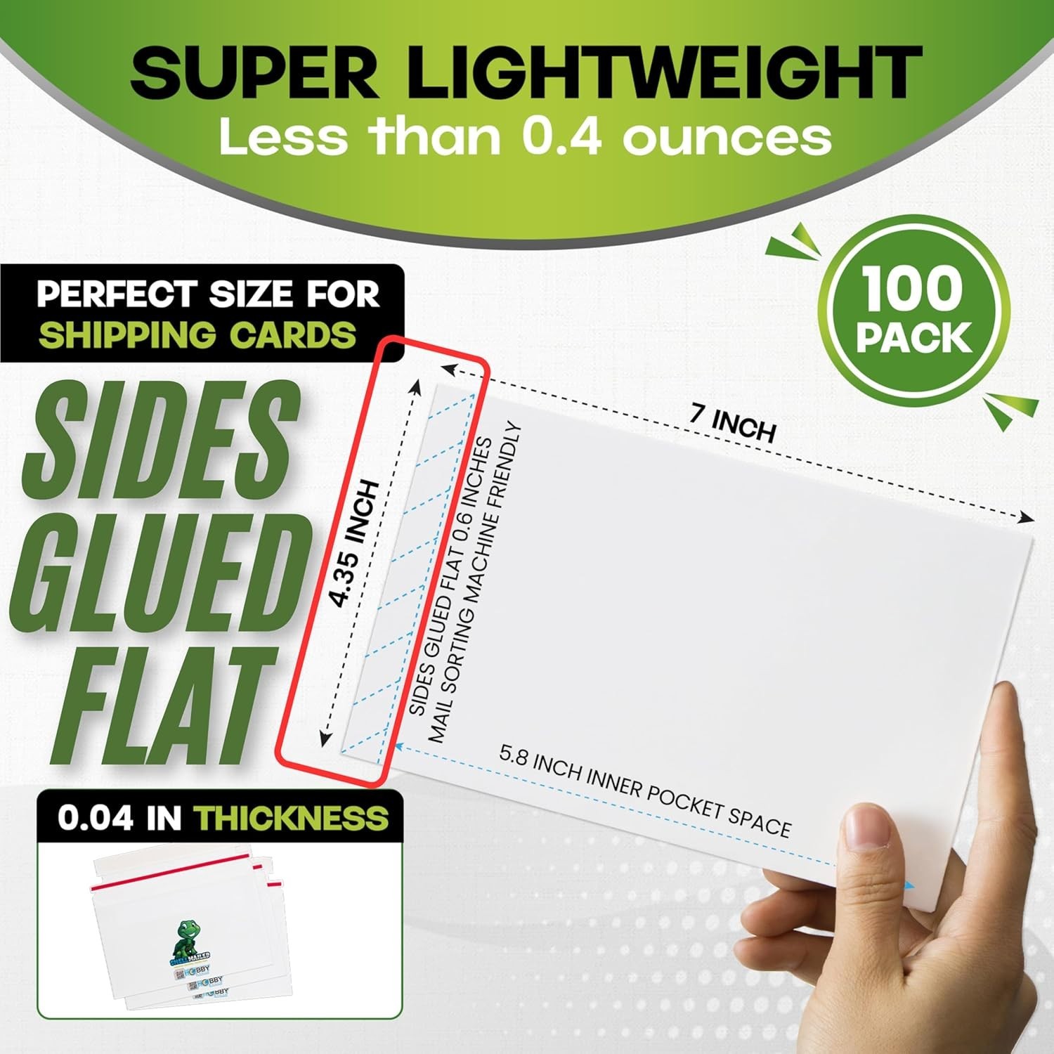 100 Pack Shell Mailer Trading Card Envelopes by , 7″ x 4.35″ 100 Pack – Turtle