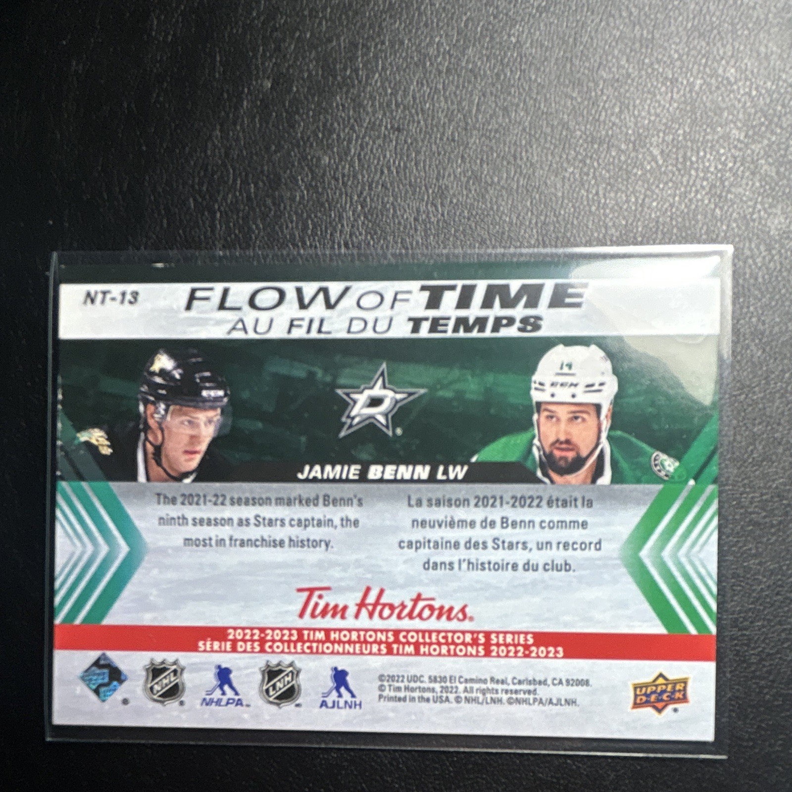 Upper Deck 2022-23 Tim Hortons Flow of Time NT-13 Jamie Benn Dallas Stars