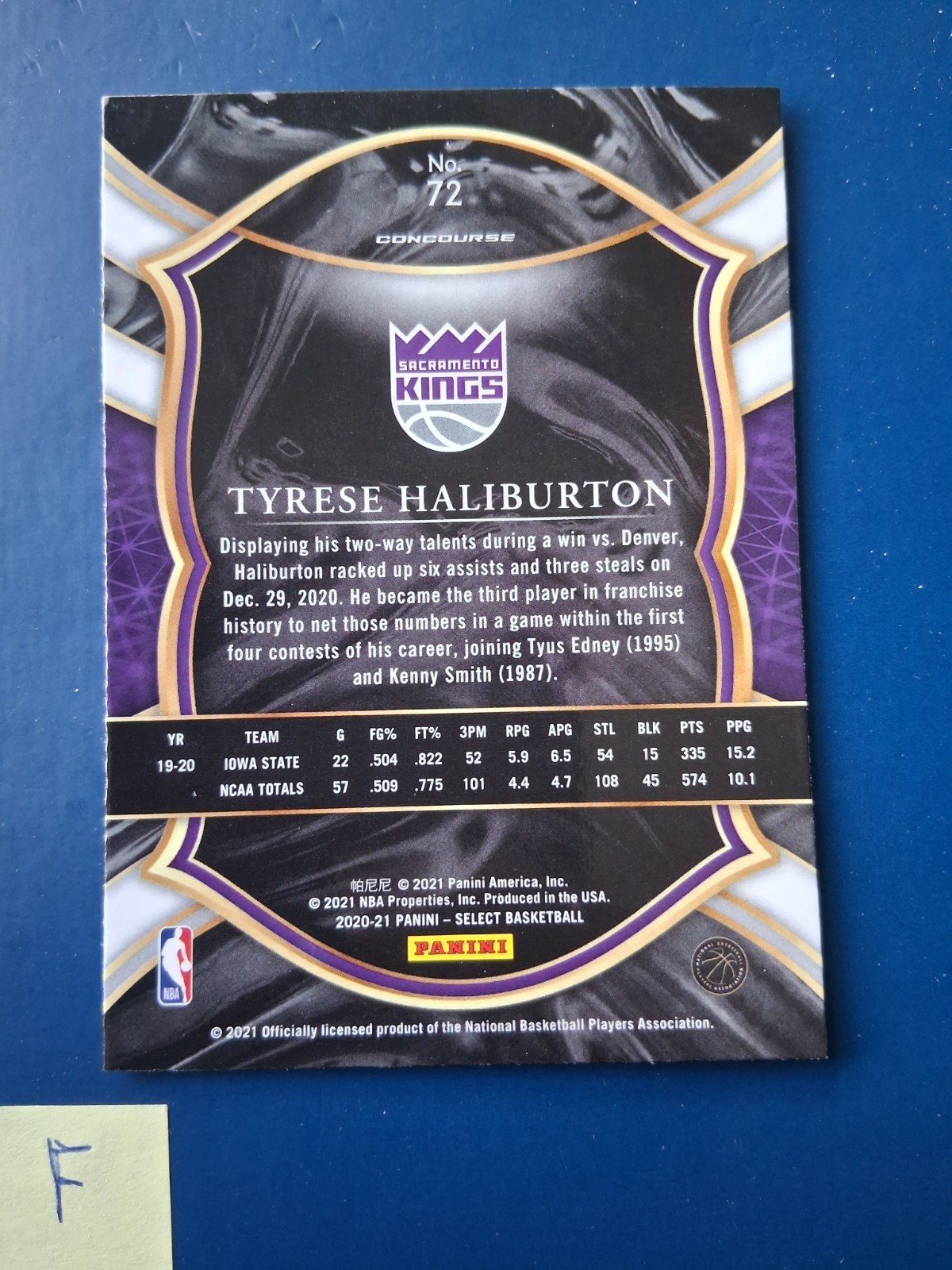 2020-21 Panini Select Tyrese Haliburton #72 Kings Rookie RC