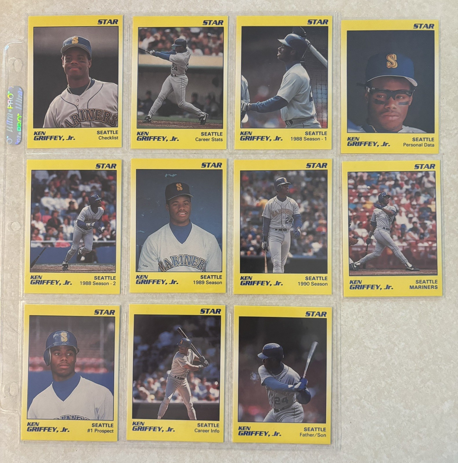 HOF Ken Griffey Jr 1990 Star Company 11 Card Set – Seattle Mariners