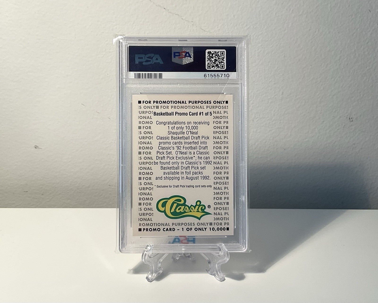 Shaquille O’Neal ~ 1992 Classic Draft Picks Preview #1 Promo /10000 PSA