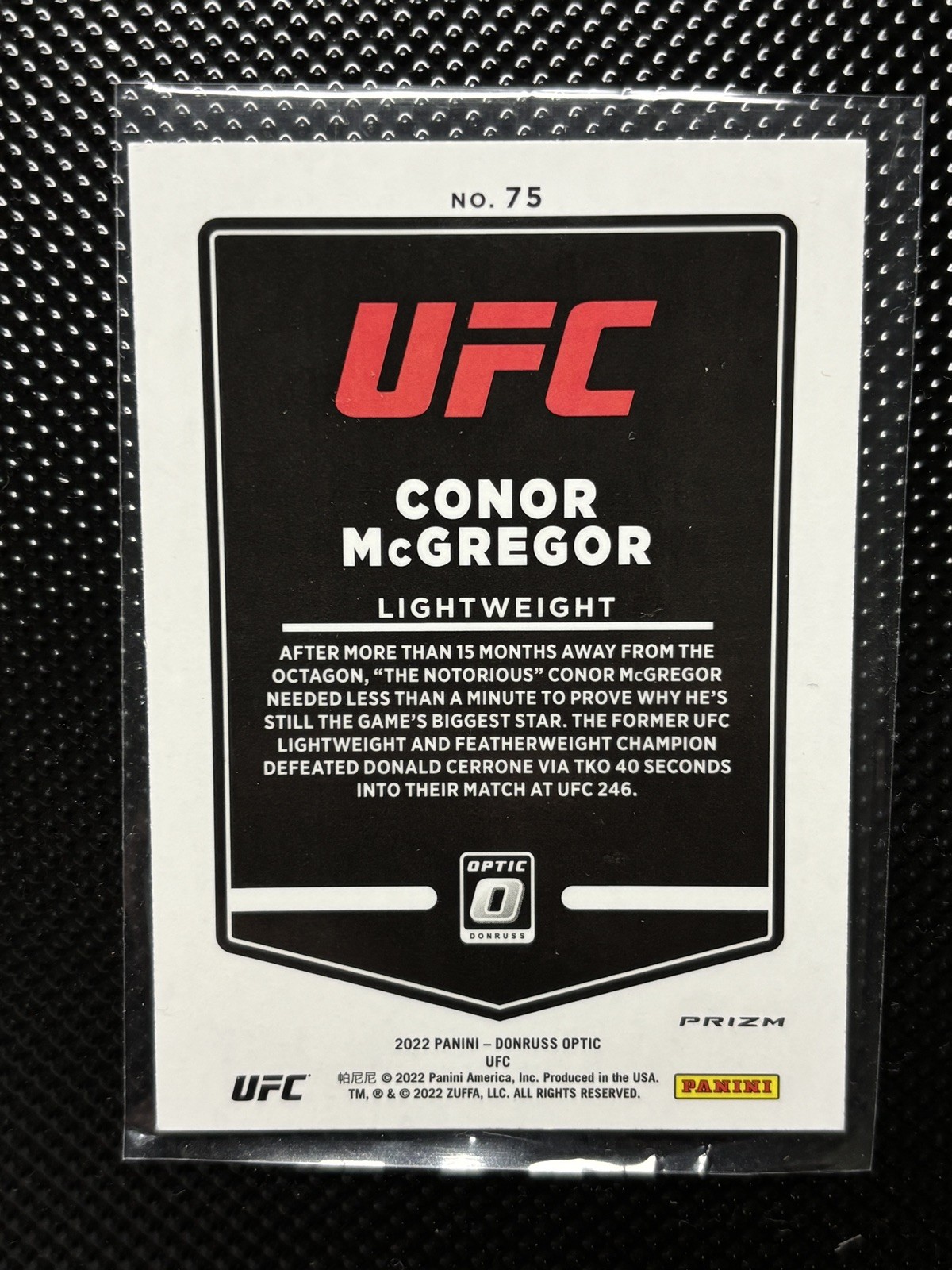 Conor McGregor 2022 Panini UFC Donruss Optic HOLO PRIZM – THE NOTORIOUS!