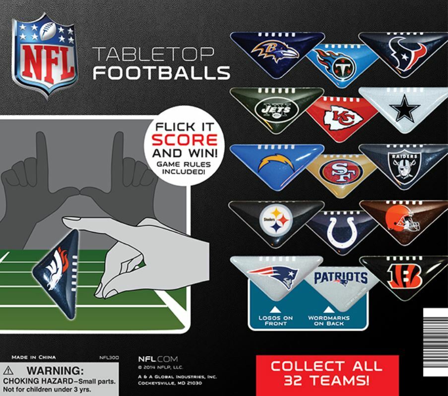 NFL Tabletop Footballs – Pick Your Team – Flick It – Licensed Gumball / Vending