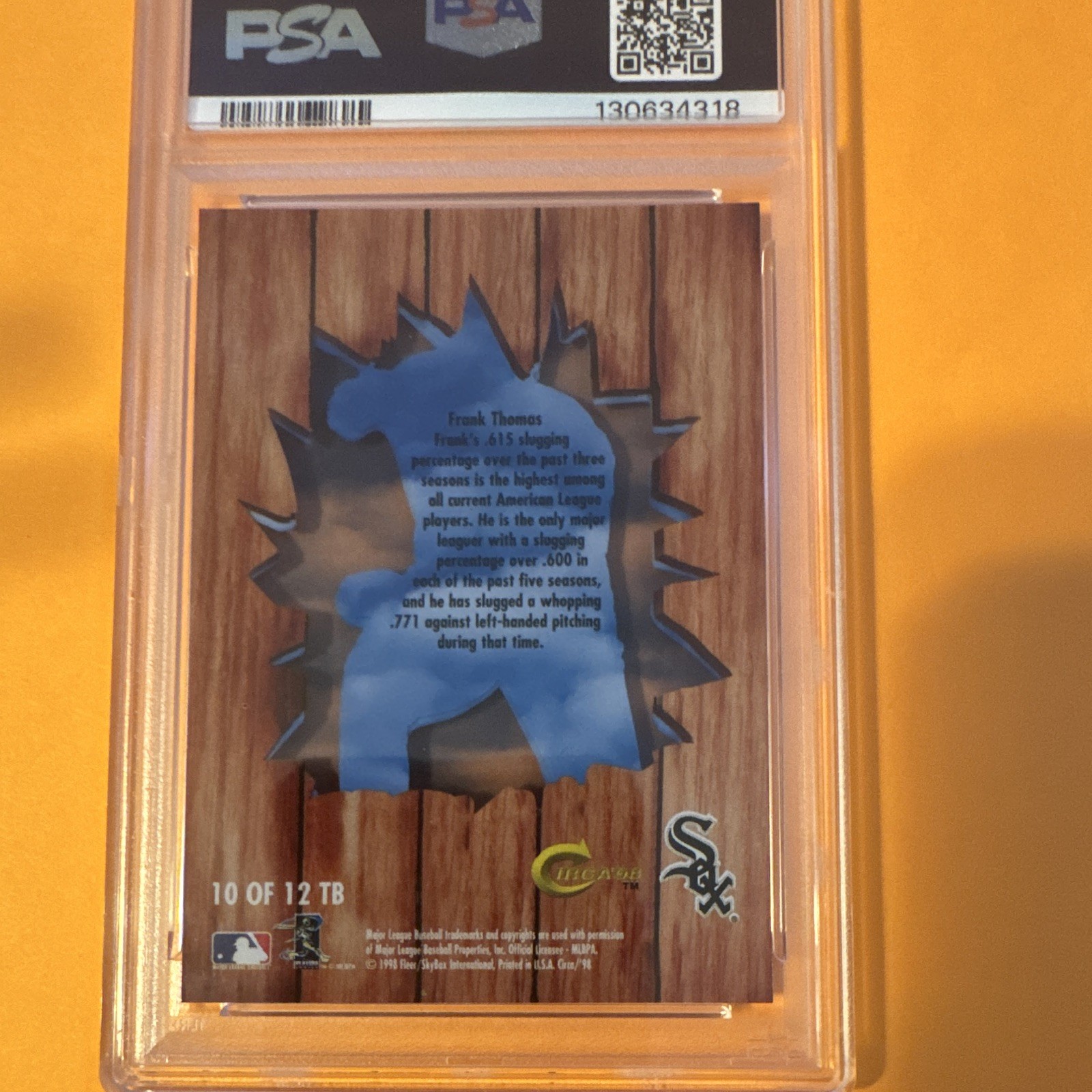 🔥Rare🔥 1998 SkyBox Circa Thunder Boomers Frank Thomas #10 TB PSA 6