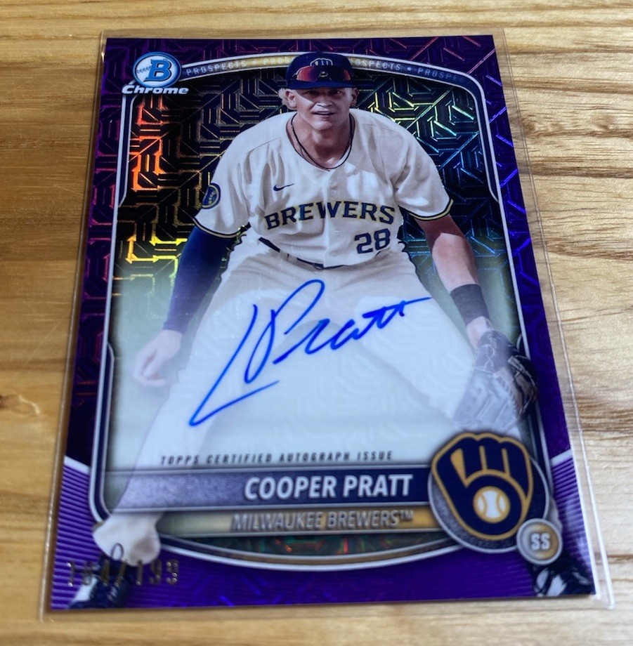 Cooper Pratt 2025 Bowman Chrome Purple Mojo Mega Box Auto SP /199 Brewers