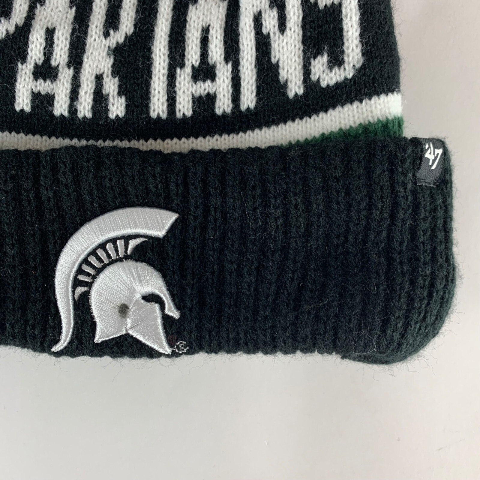 Michigan State Spartans NCAA Green Black 47 Brand Knit Pom Beanie