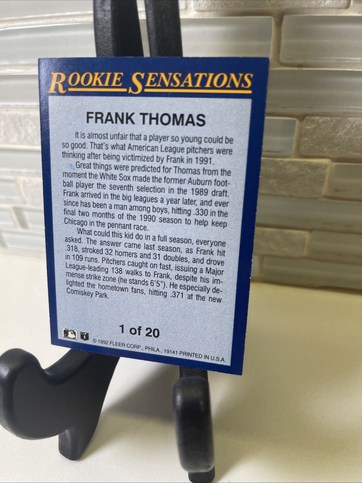 1992 Fleer Rookie Sensations #1 Frank Thomas CHICAGO WHITE SOX
