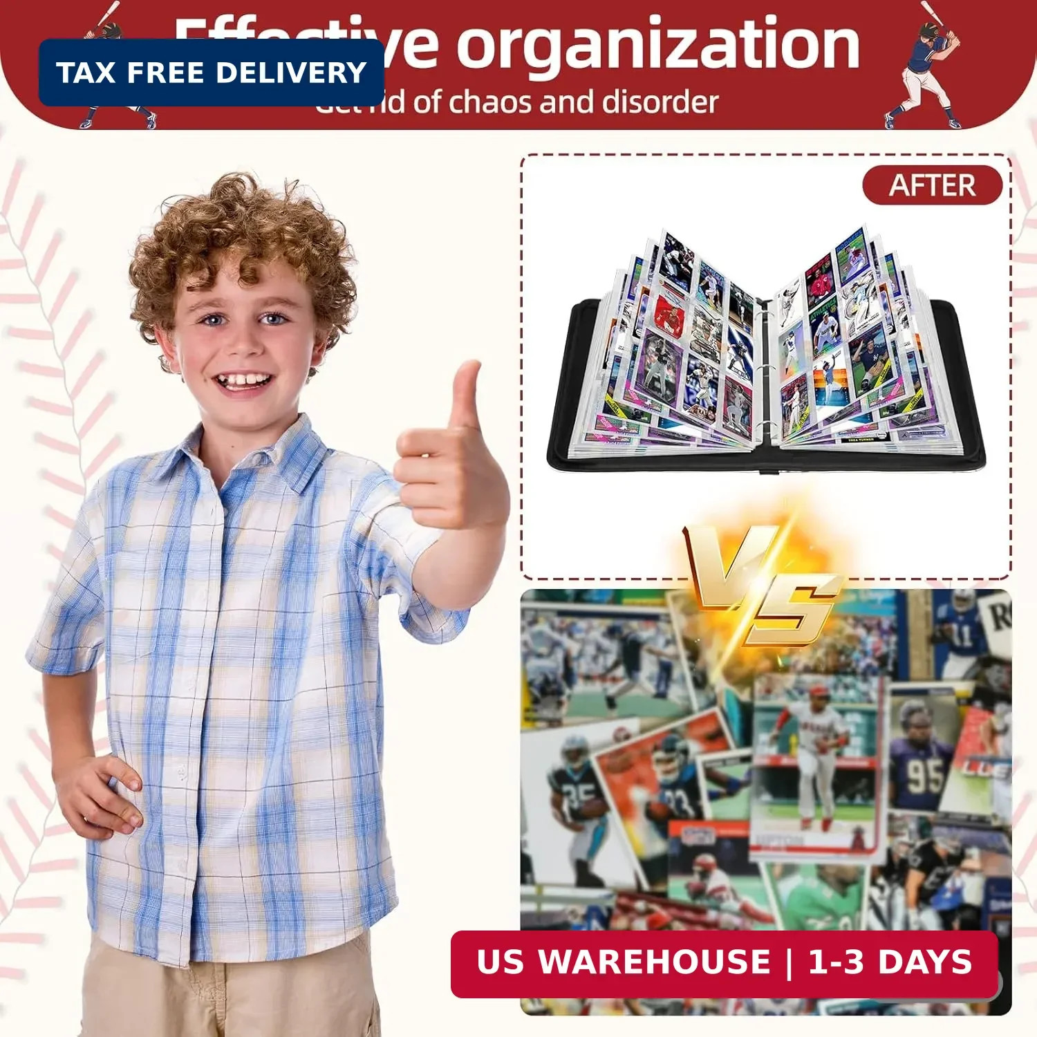 1080 Pockets Baseball Card Binder 9 Pocket, Trading Card Binder With 60 Removabl