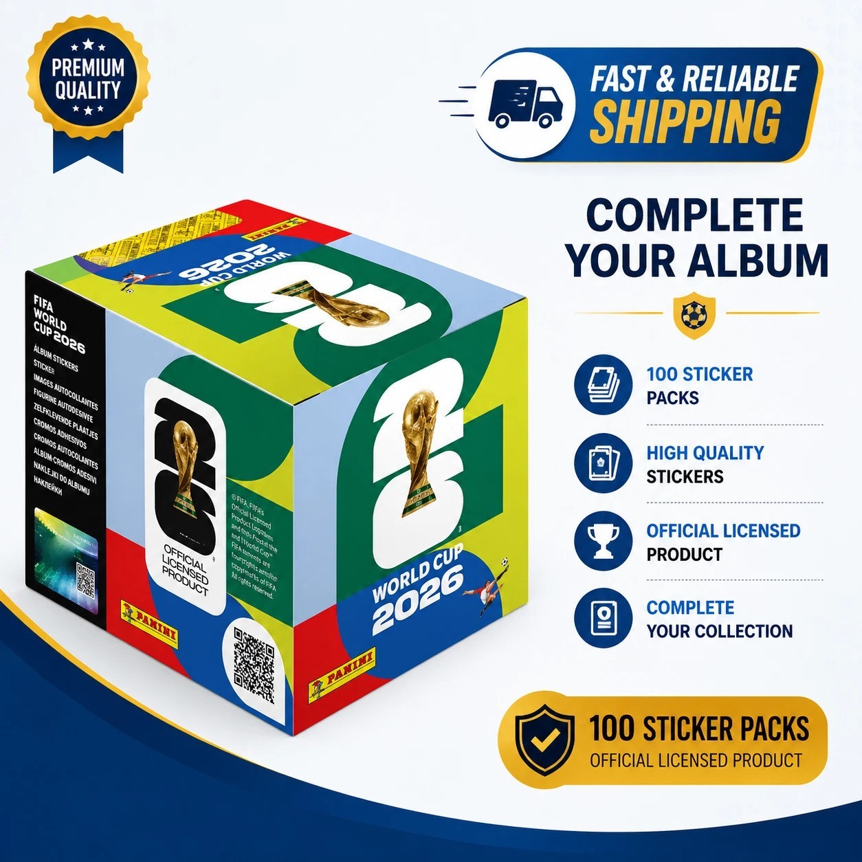 FIFA World Cup 2026 PANINI Collection – Box 50 packs 350 stickers US (free Ship)