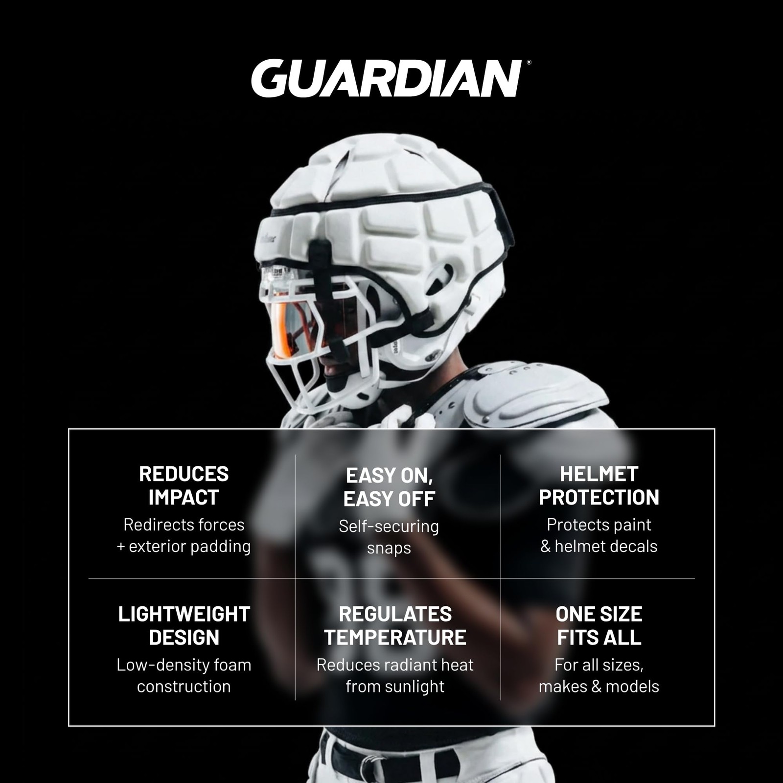 Guardian Cap – Soft-Shell Helmet Cover For Football And Lacrosse – Reduces