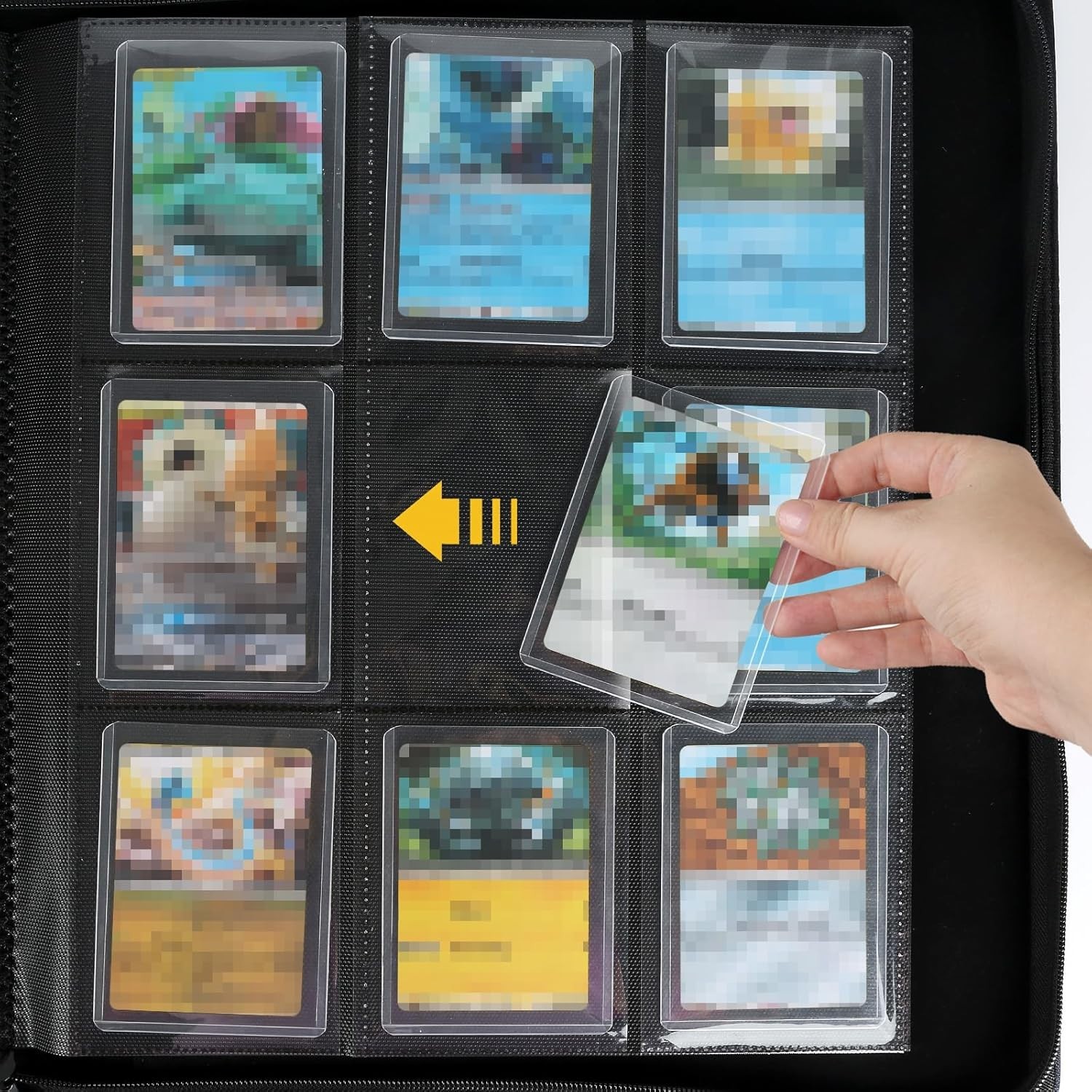 R Binder Holds 288 with 9 Pocket Top Loader Binders with Sleeves 3 x 4” Inches