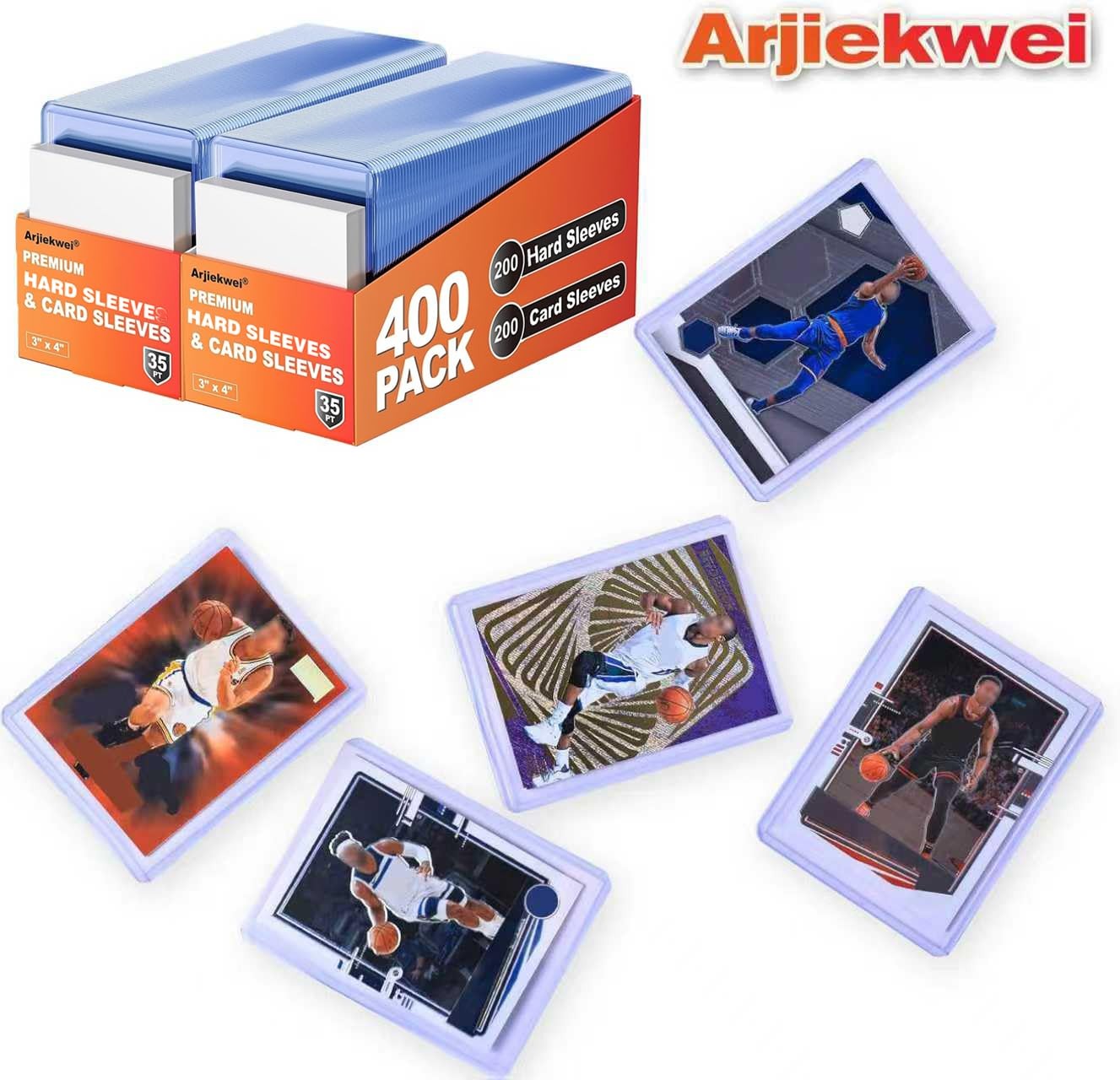 400 Card Sleeves Hard Plastic, 3″X4″ Baseball Cards Protectors Plastic, Premium