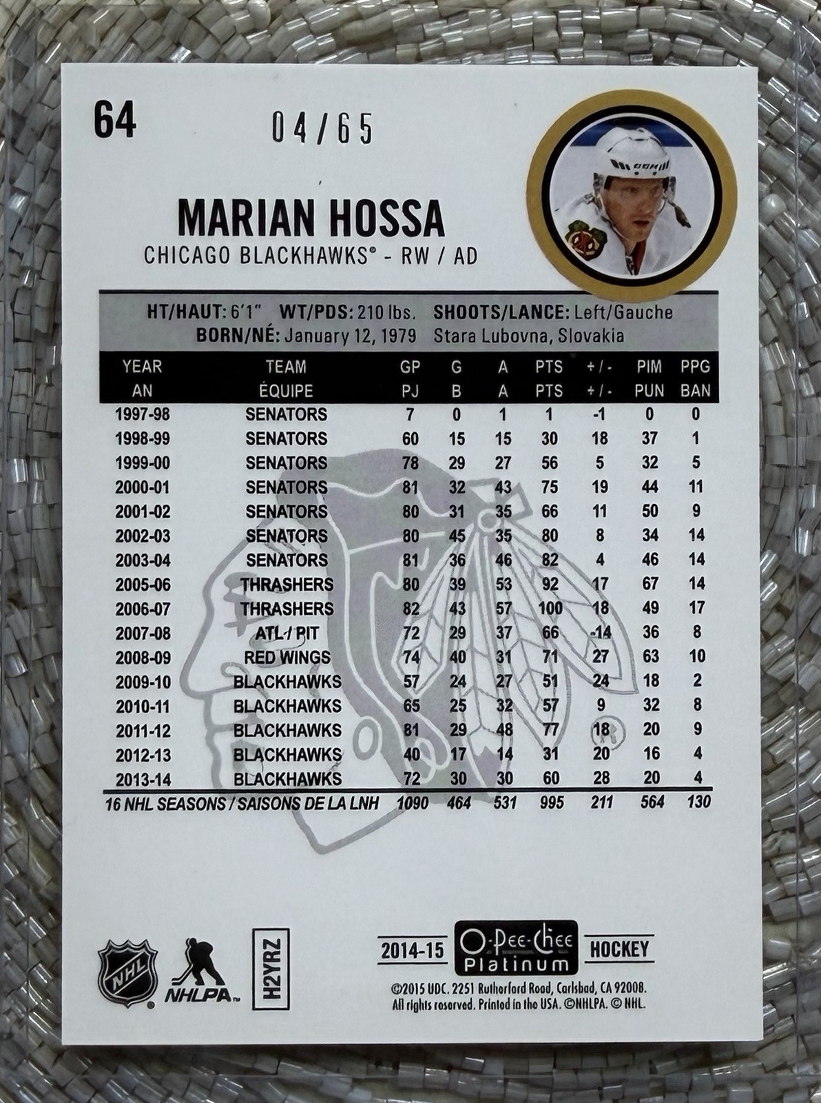 2014 OPC PLATINUM BLUE CUBES /65 MARIAN HOSSA HOF