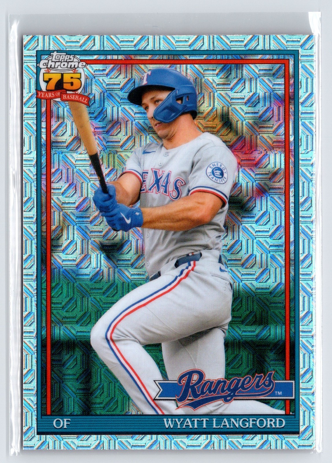 2026 Topps Series 1 Wyatt Langford Silver Pack Mojo Refractor Rangers