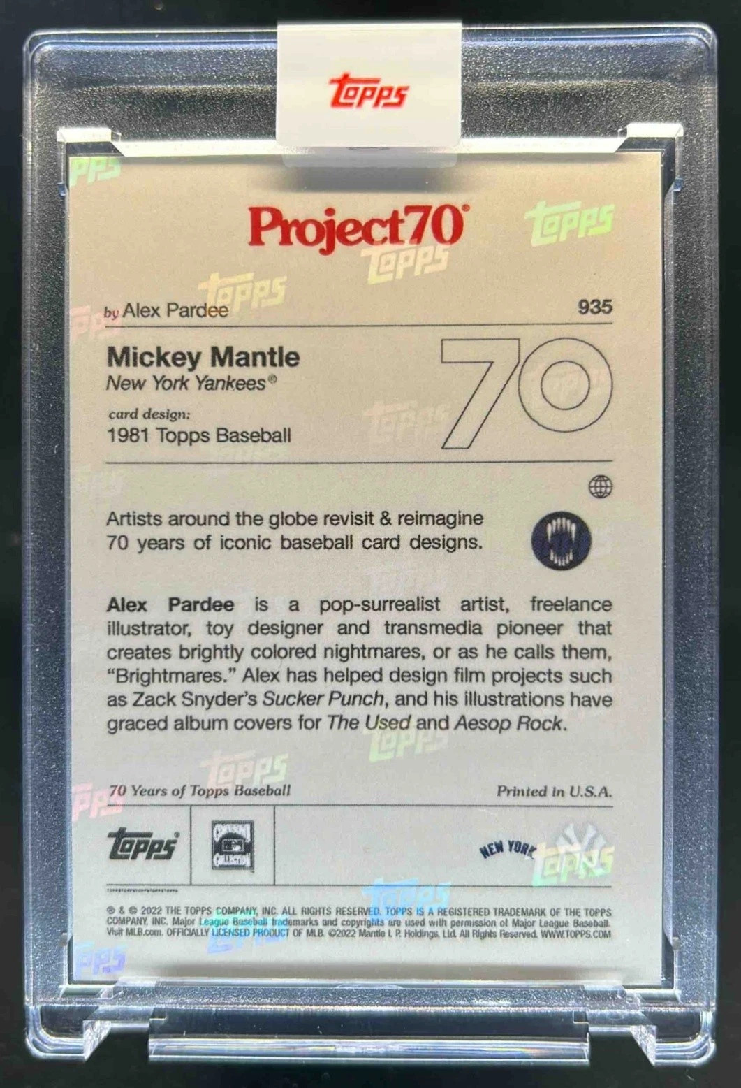 2021 Topps Project70 Mickey Mantle By Alex Pardee #935 Yankees PR: 12,112