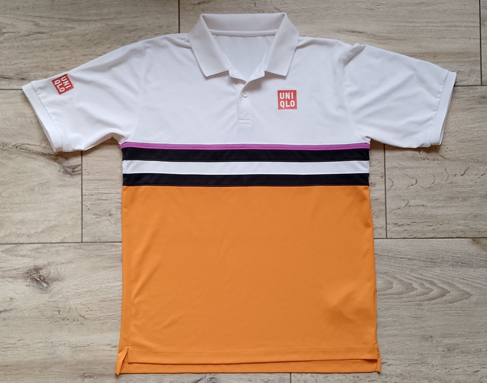 Kei Nishikori French Open 2019 Uniqlo Dry-Ex Tennis Polo Shirt Colorblock Mens M