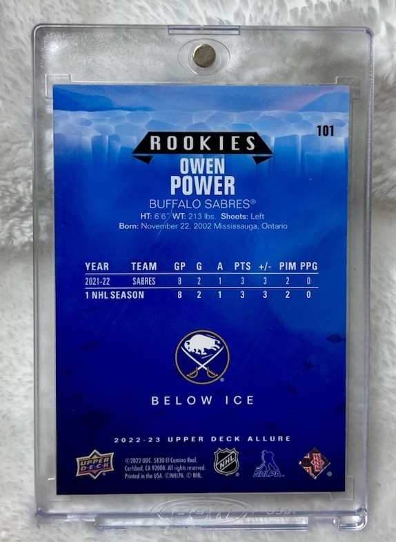 2022-23 Upper Deck Allure – Rookies Owen Power Below Ice SP #101