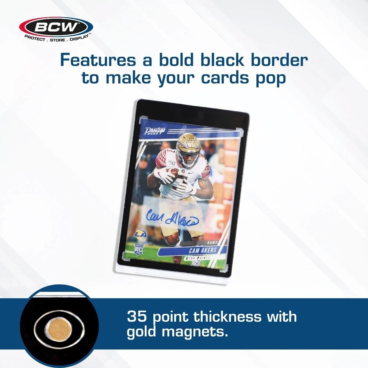 1 BCW Magnetic Card Holder – 35pt Black Border UV Protection Display Case New