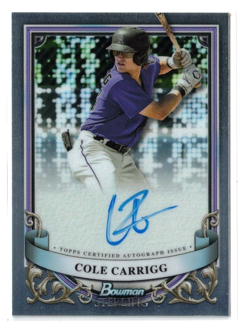 2024 Bowman Sterling RC AUTO Cole Carrigg! Colorado Rockies! Rookie! Autograph!