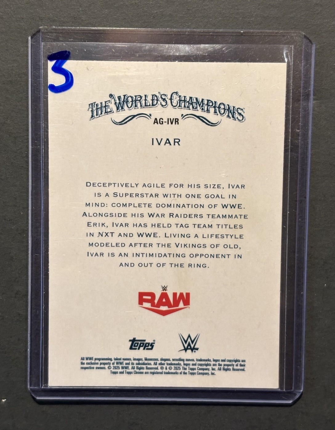 2025 Topps Chrome WWE – Allen & Ginter Ivar #AG-IVR Blue Refractor /150