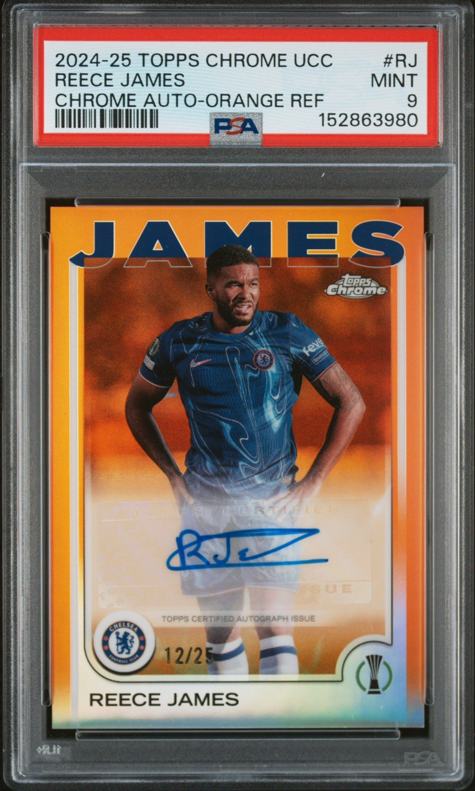 Reece James | AUTO | 2025-25 Topps Chrome #CA-RJ | Orange /25 | Chelsea |England