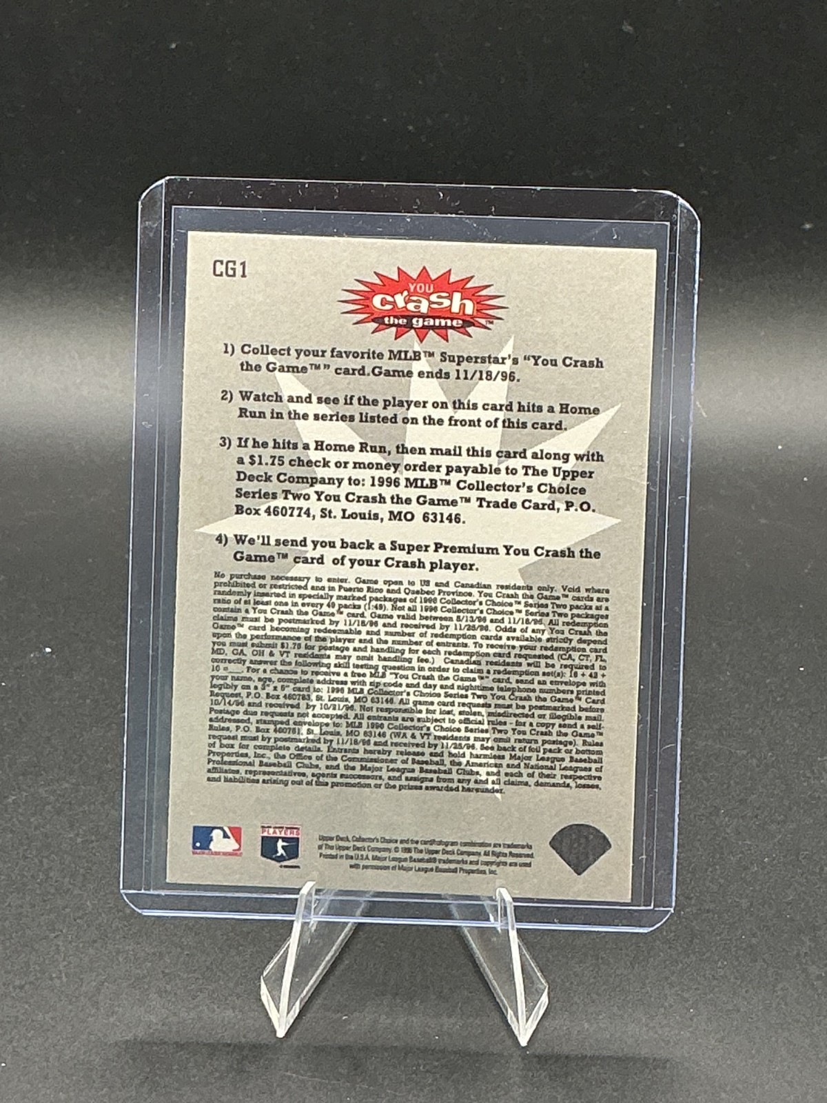 1996 Upper Deck – You Crash the Game Chipper Jones #CG1 September 19-23