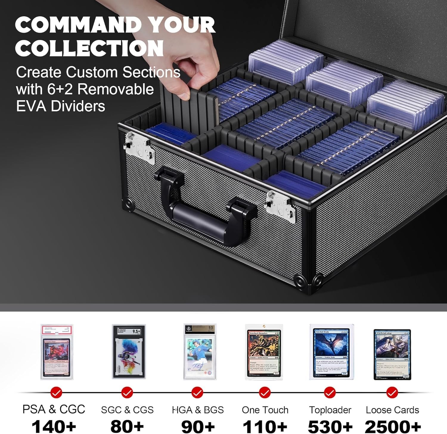 Graded Card Storage Box, TSA Lock, Holds 140+ Cards