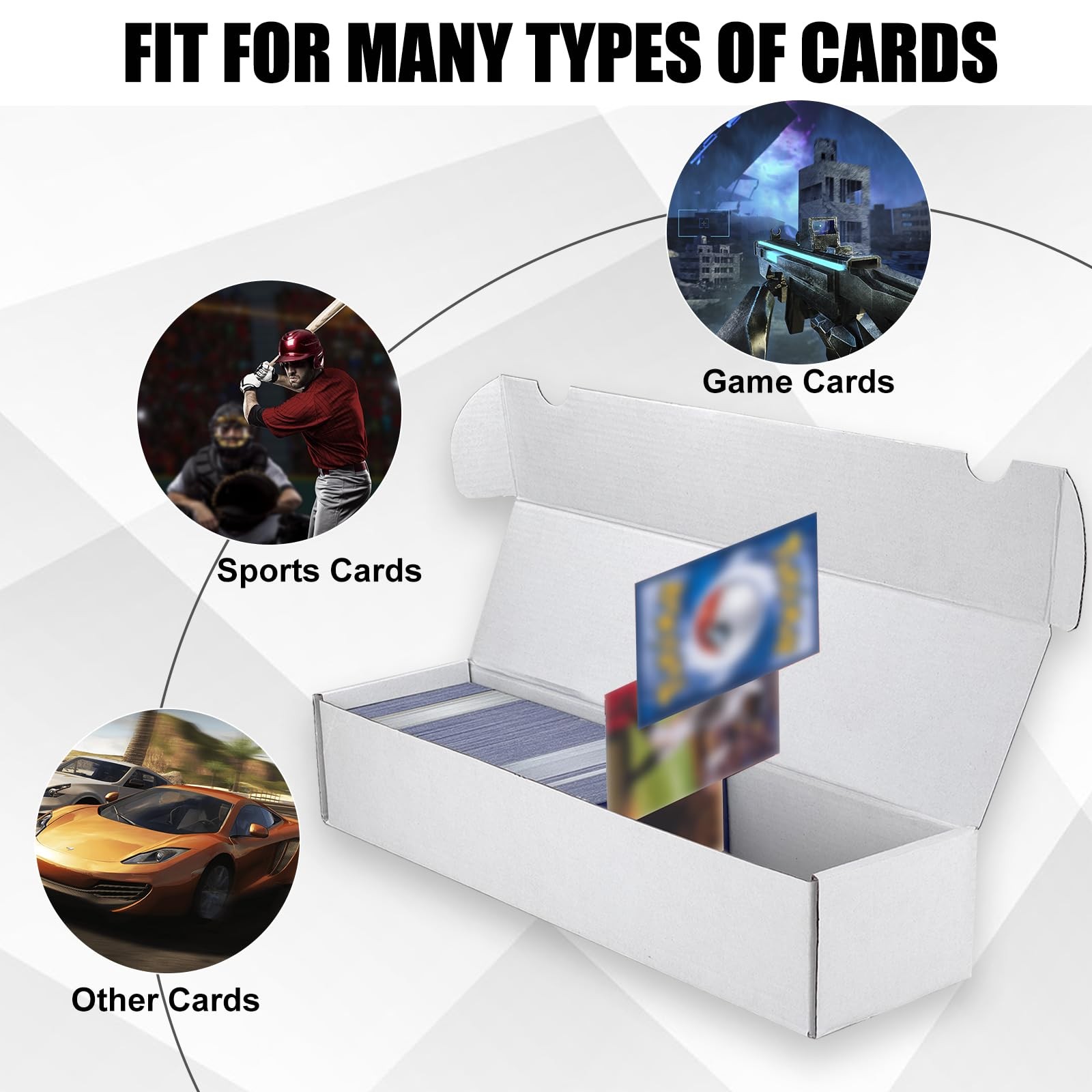 White Corrugated Cardboard Collectible Trading Card Storage Box 1100 Count 6PK