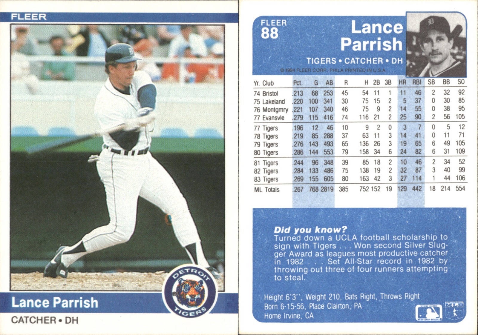 1984 Fleer Tigers Team lot of 18 Baseball Cards Detroit Tigers MLB-1092