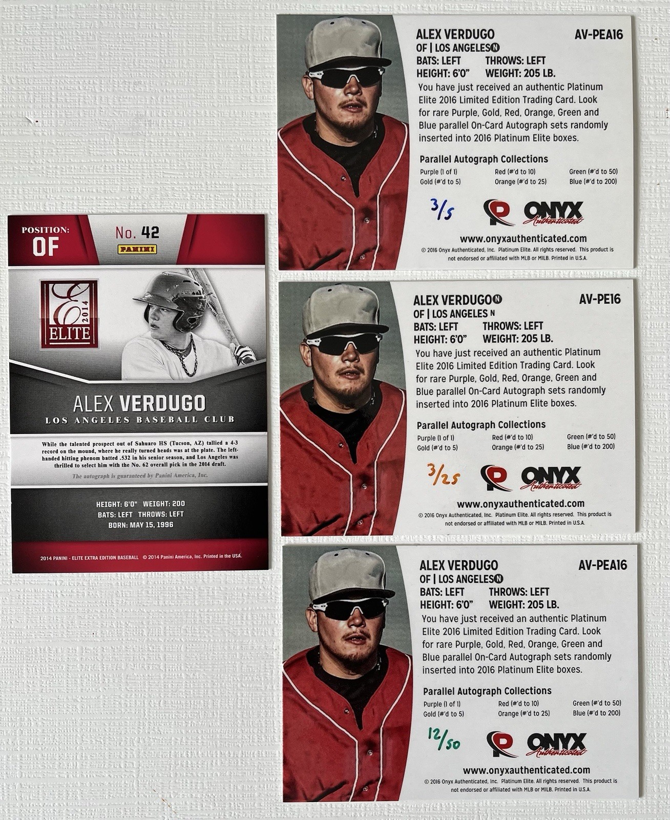 Dodgers Lot of (4) Alex Verdugo Auto Autograph Rookie Cards /5 /25 /50 /499