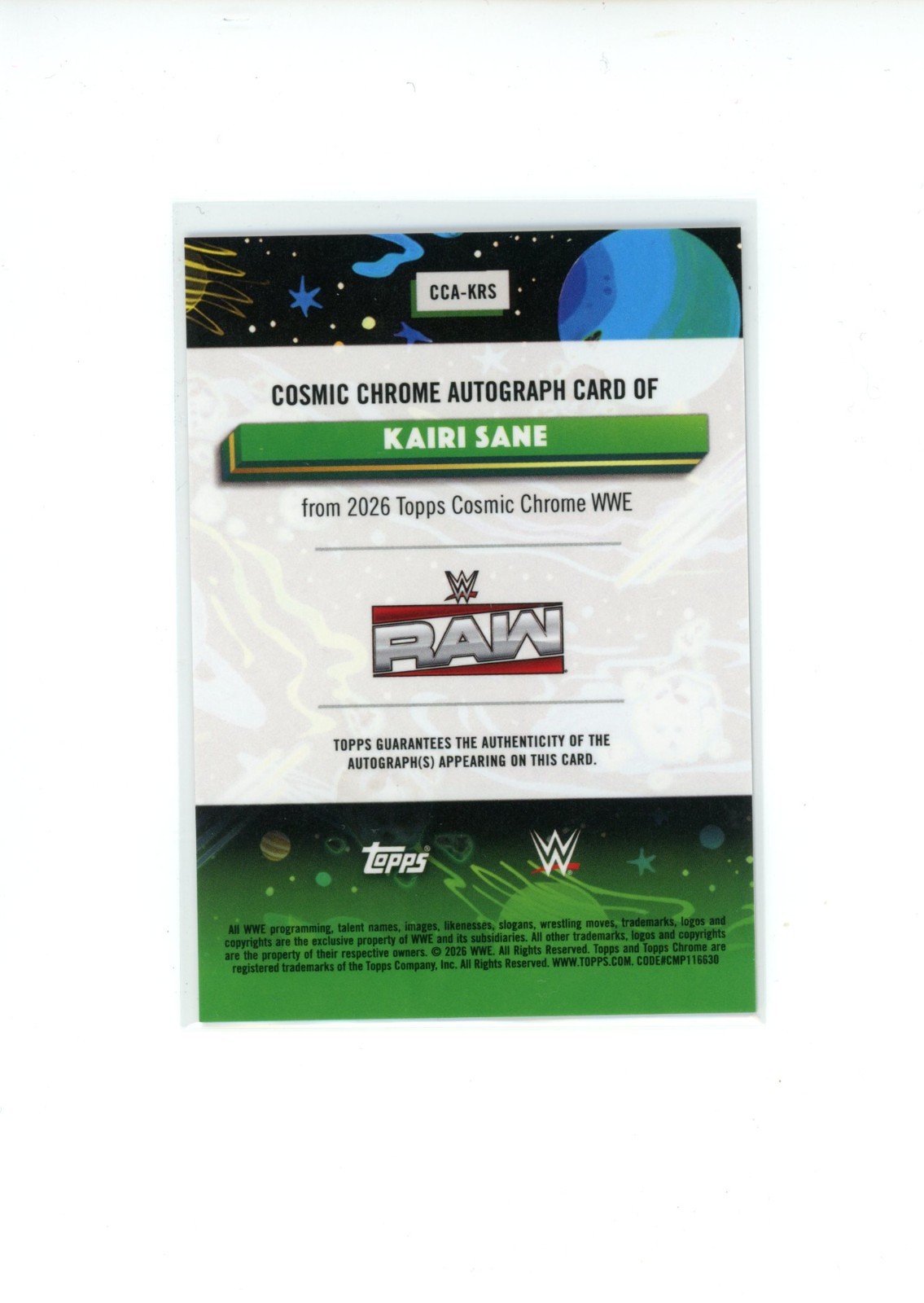 2026 Topps Chrome Cosmic WWE Kairi Sane #CCA-KRS Refractor Autograph Auto