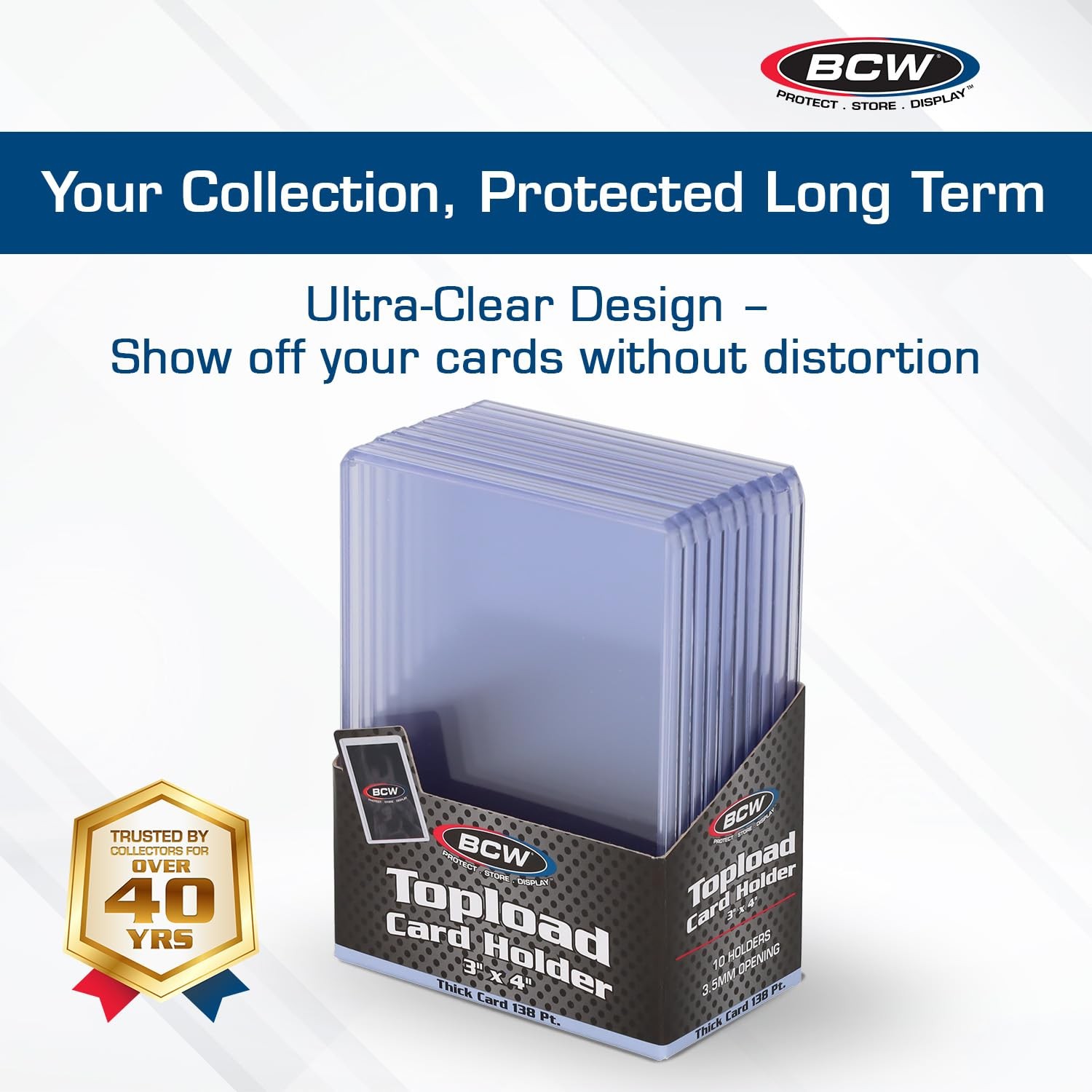 Thick 138PT Card Top Load Holder (Pack of 10), 3 x 4