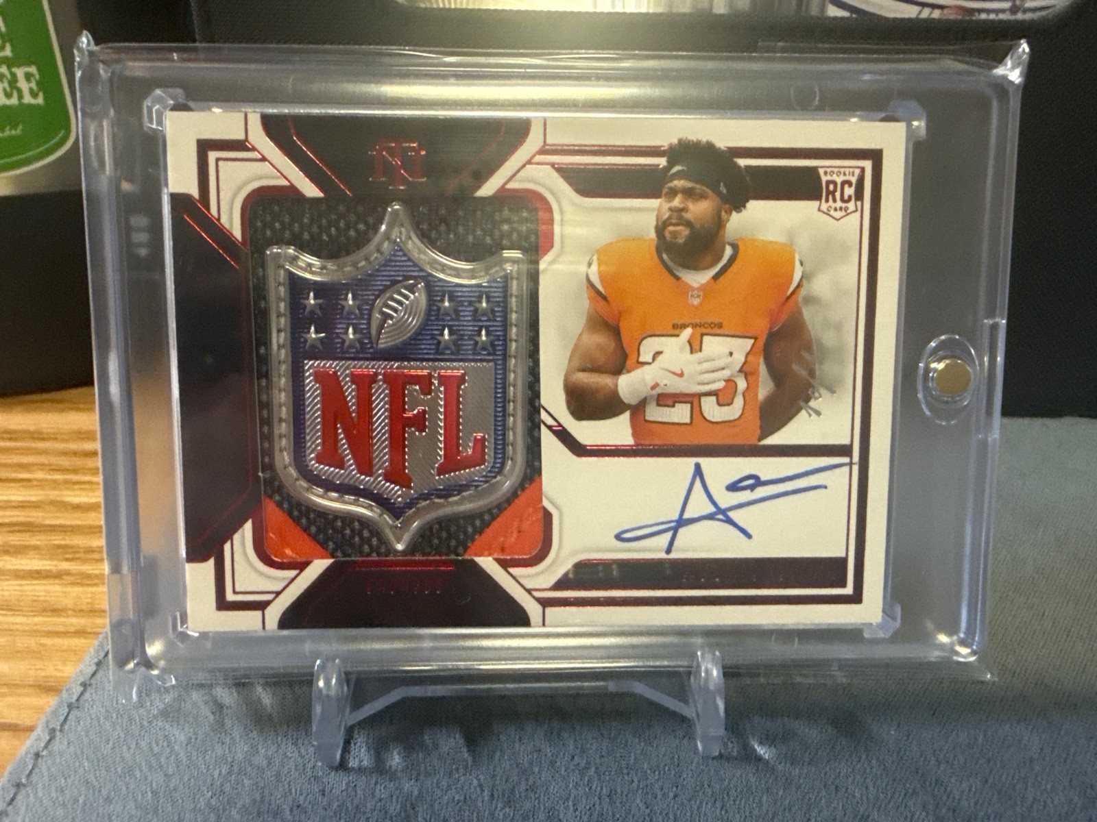 2024 National Treasures Audric Estime RPA RC NFL Shield Patch AUTO 1/1 Broncos