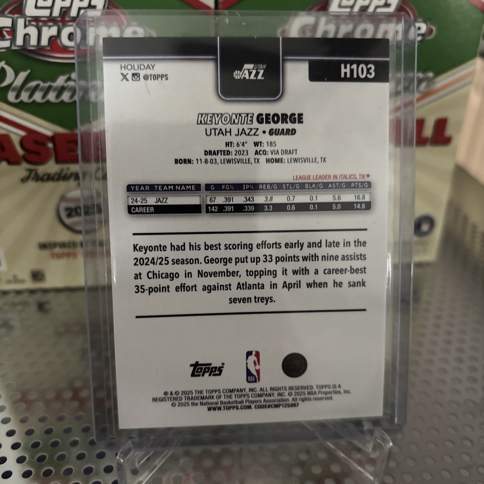 2025-26 Topps Holiday – Keyonte George #H103 Holiday Metallic Orange Glitter /25