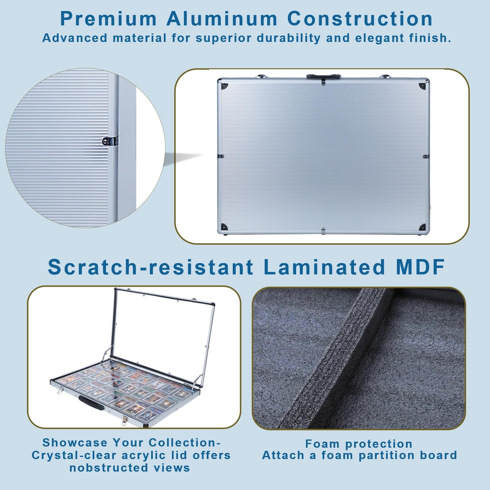 Card Show Display case Aluminum Portable Trade Show Display Case Silver 3PC