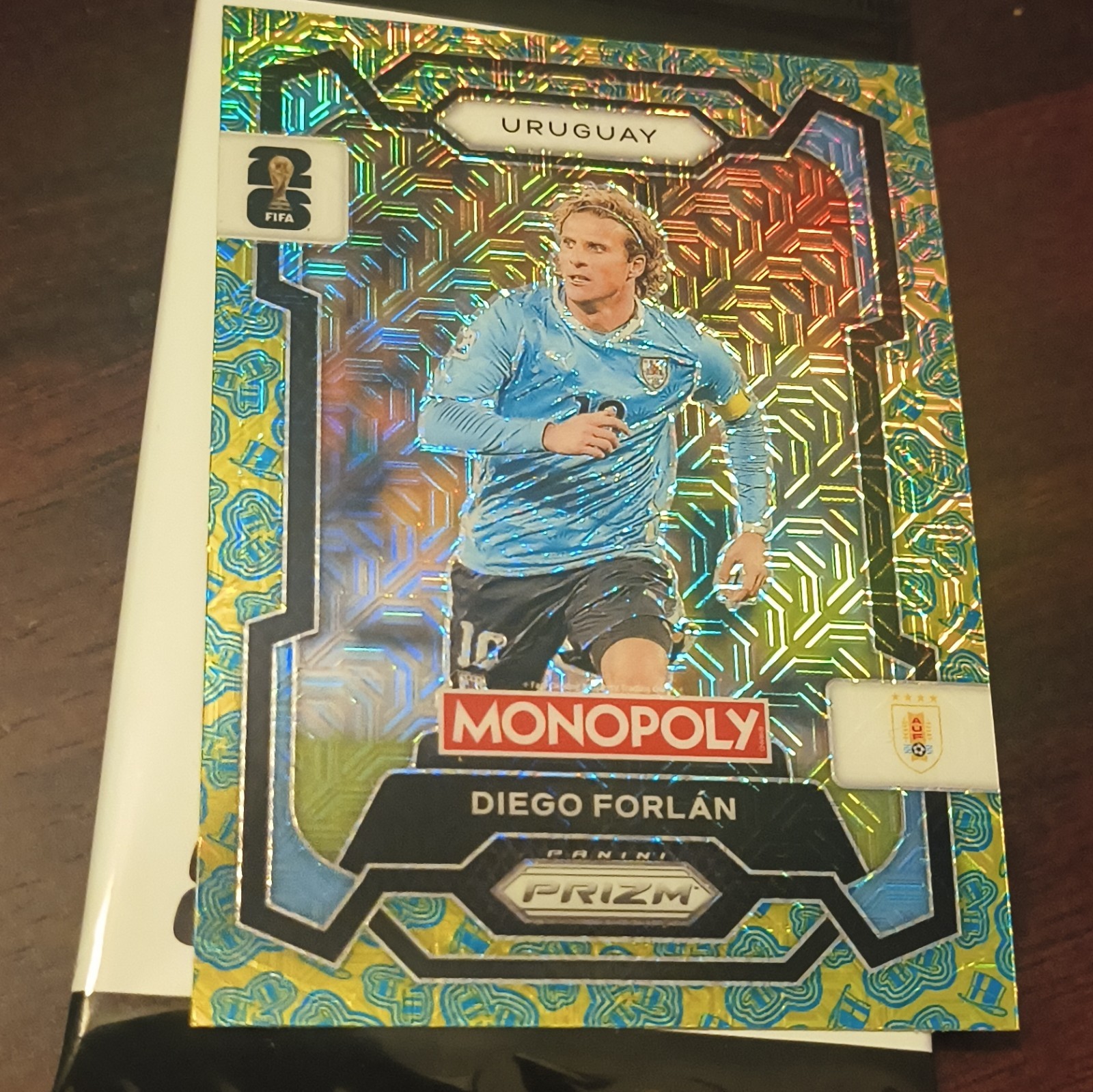2026 Panini Prizm Monopoly FIFA WC Diego Forlan Uruguay #68 Hat Trick Mojo