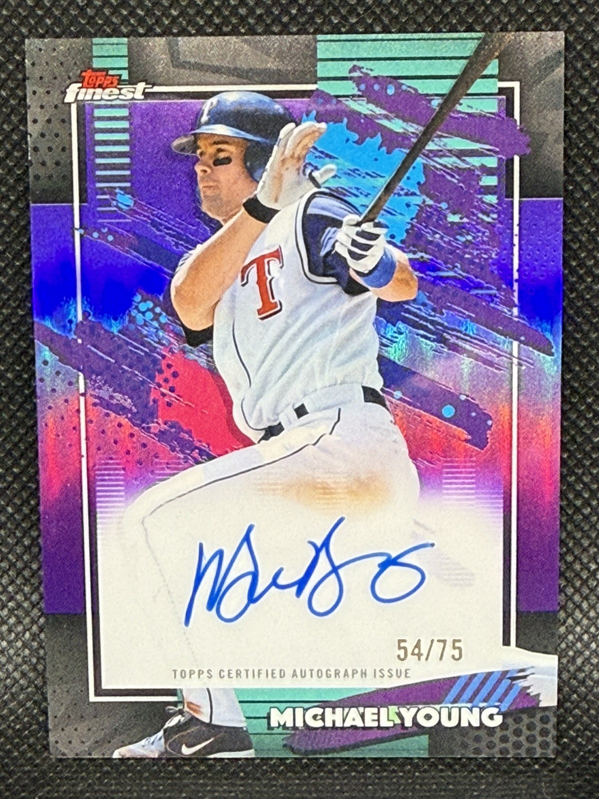 2026 Topps Finest – Michael Young – On-Card Auto #FA-MY Purple Refractor /75