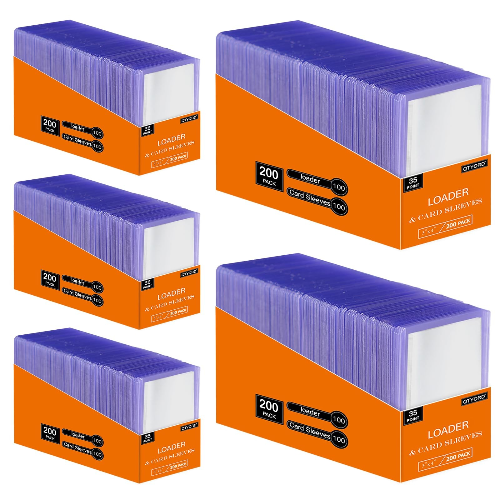 QTYORD 1000Pcs Clear Loaders for Cards 500 pcs + 500 Clear, 500pcs+500pcs