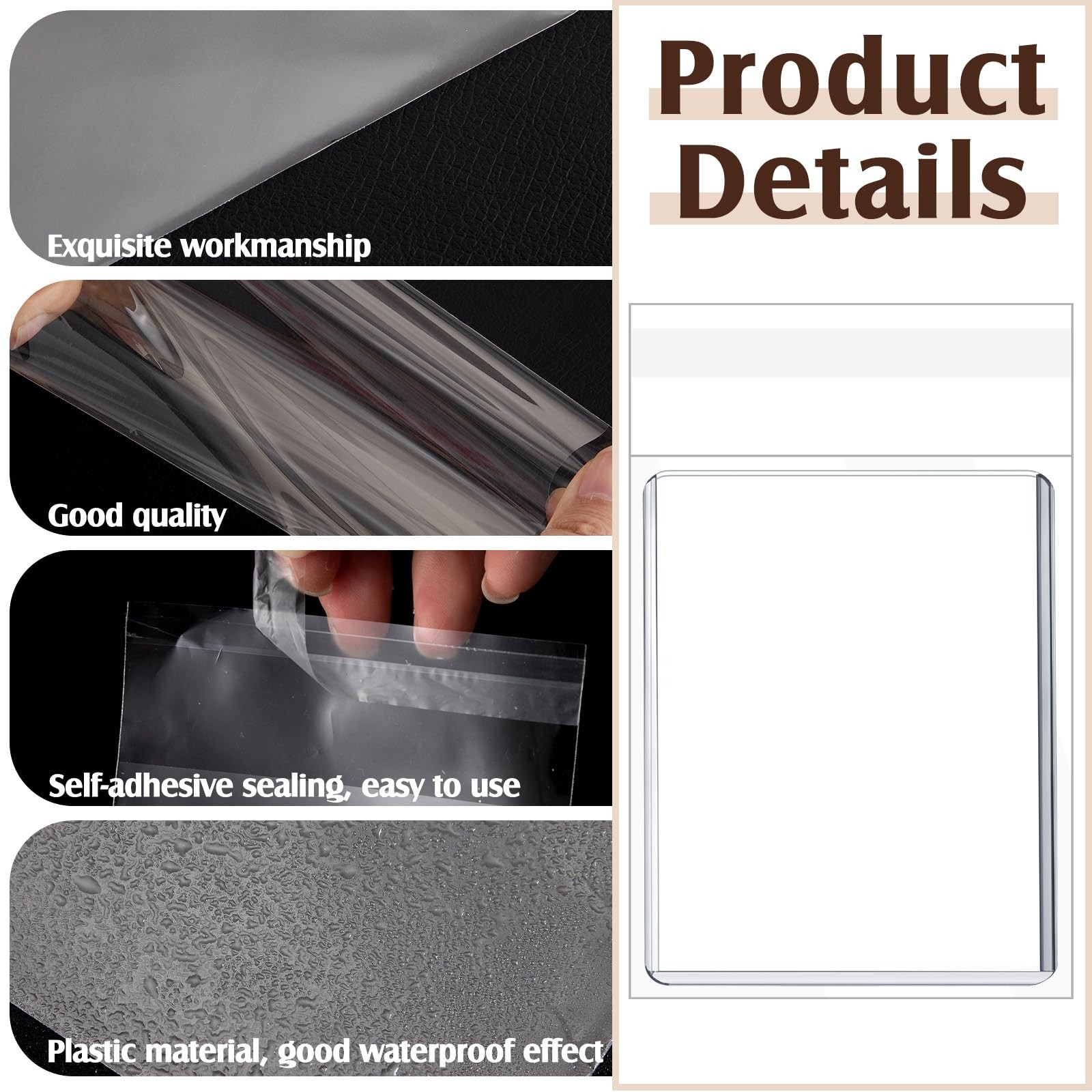 300 Pcs Resealable Team Bags for Trading Cards Holders 35-130pt, Fit Card Sleeve