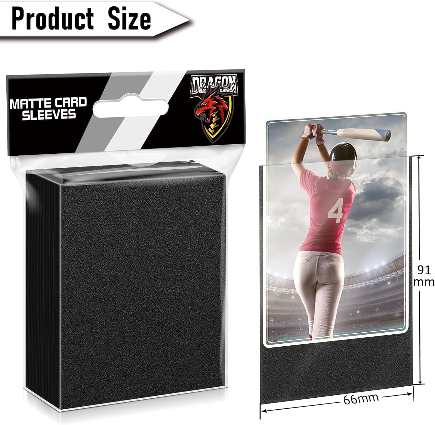 500 Pcs Black Card Sleeves Toploaders for Trading Card, Matte Card Sleeves Deck
