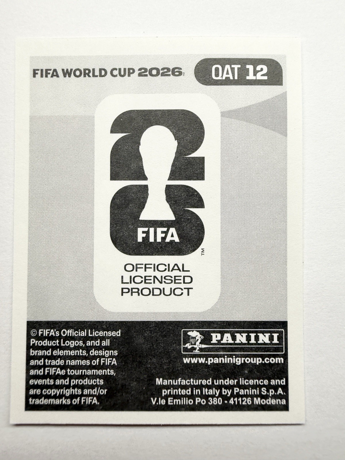 2026 FIFA World Cup Panini Sticker QAT 12 Hamed Fatehi Qatar Soccer
