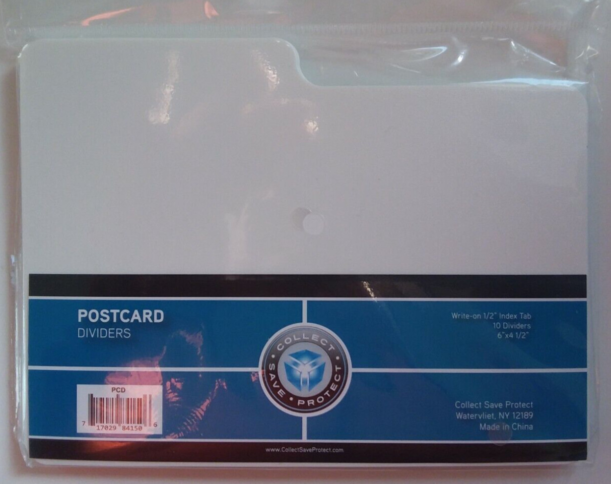 (10) CSP Postcard Dividers White 6″x4 1/2″ with 1/2″ tab New NIP