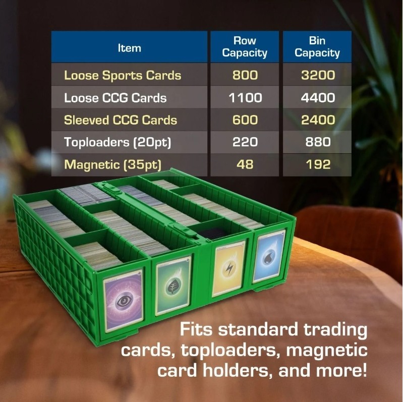 BCW Collectible Card Bin 3200 Ct – Green – Fits BCW Magnetics and Toploaders