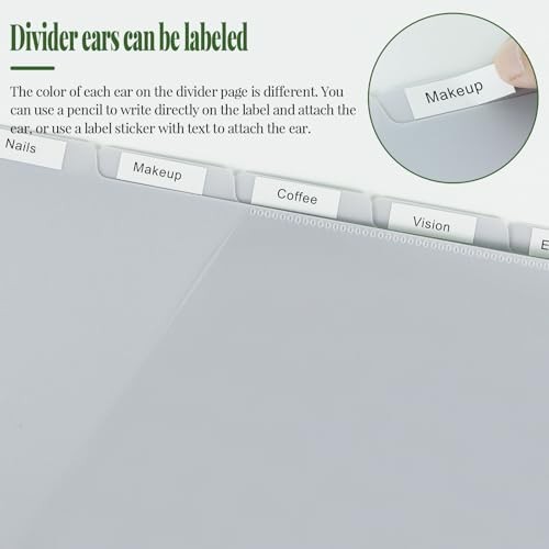 Binder Dividers with Pockets – 5 Plastic Dividers for 3 Ring Grey – 5 Tabs