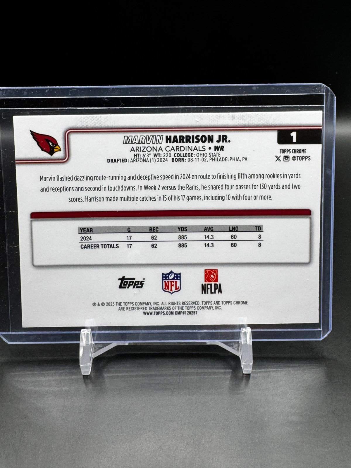 MARVIN HARRISON JR. 2025 TOPPS CHROME NEON PULSE REFRACTOR #1