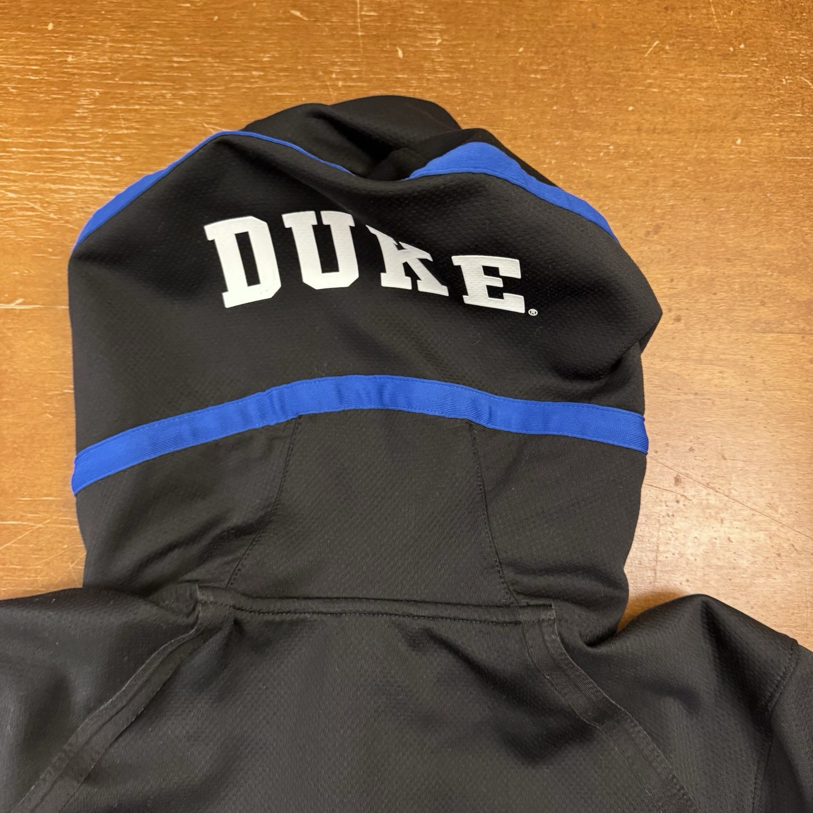 Duke Blue Devils Jacket Mens Large Black Full Zip Hoodie Warm Up Dri Fir Nike