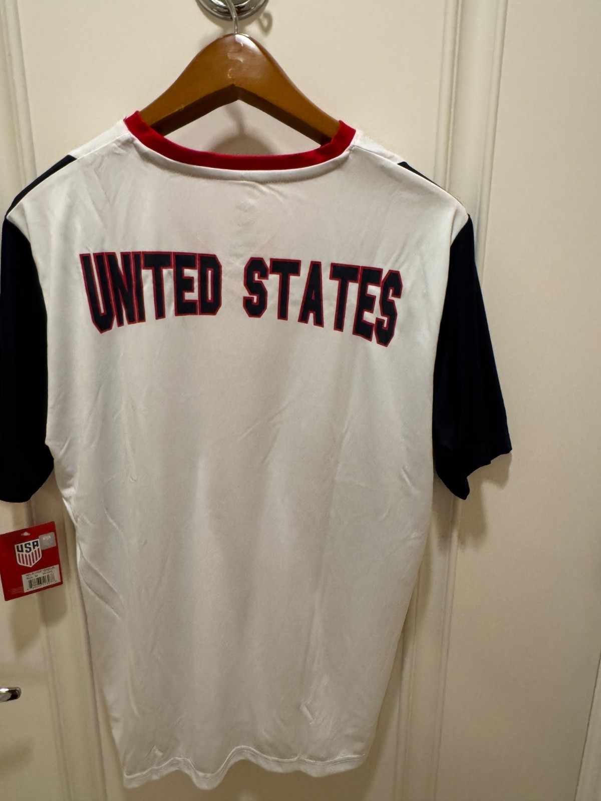 USA Soccer Iconsports Jersey White Red Navy Men’s Large Salvage Condition NWT