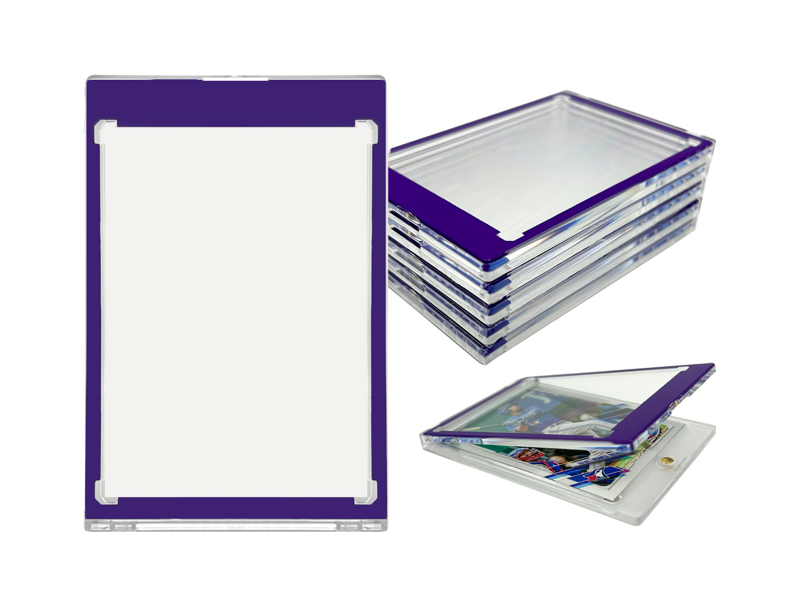 CF Magnetic Card Holder One Touch Case PURPLE BORDER – 35PT-360PT Sizes
