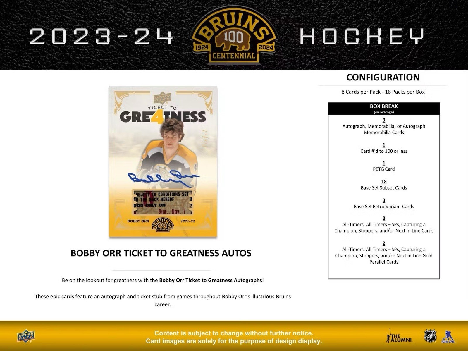 2023-24 Upper Deck Boston Bruins Centennial Hockey Hobby Box